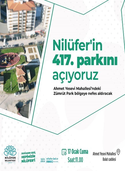 Nilüfer’in 417. parkını ve Nilbel Kafemizi açıyoruz!